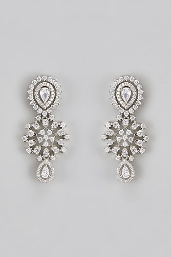 White Finish Zircon Dangler Earrings
