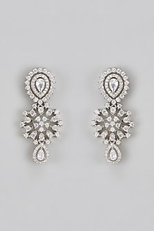 White Finish Zircon Dangler Earrings