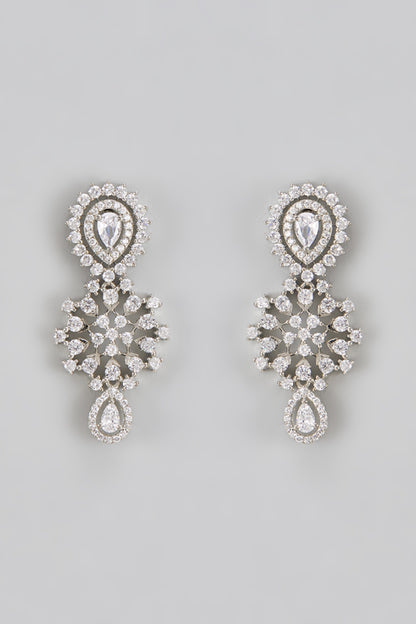 White Finish Zircon Dangler Earrings
