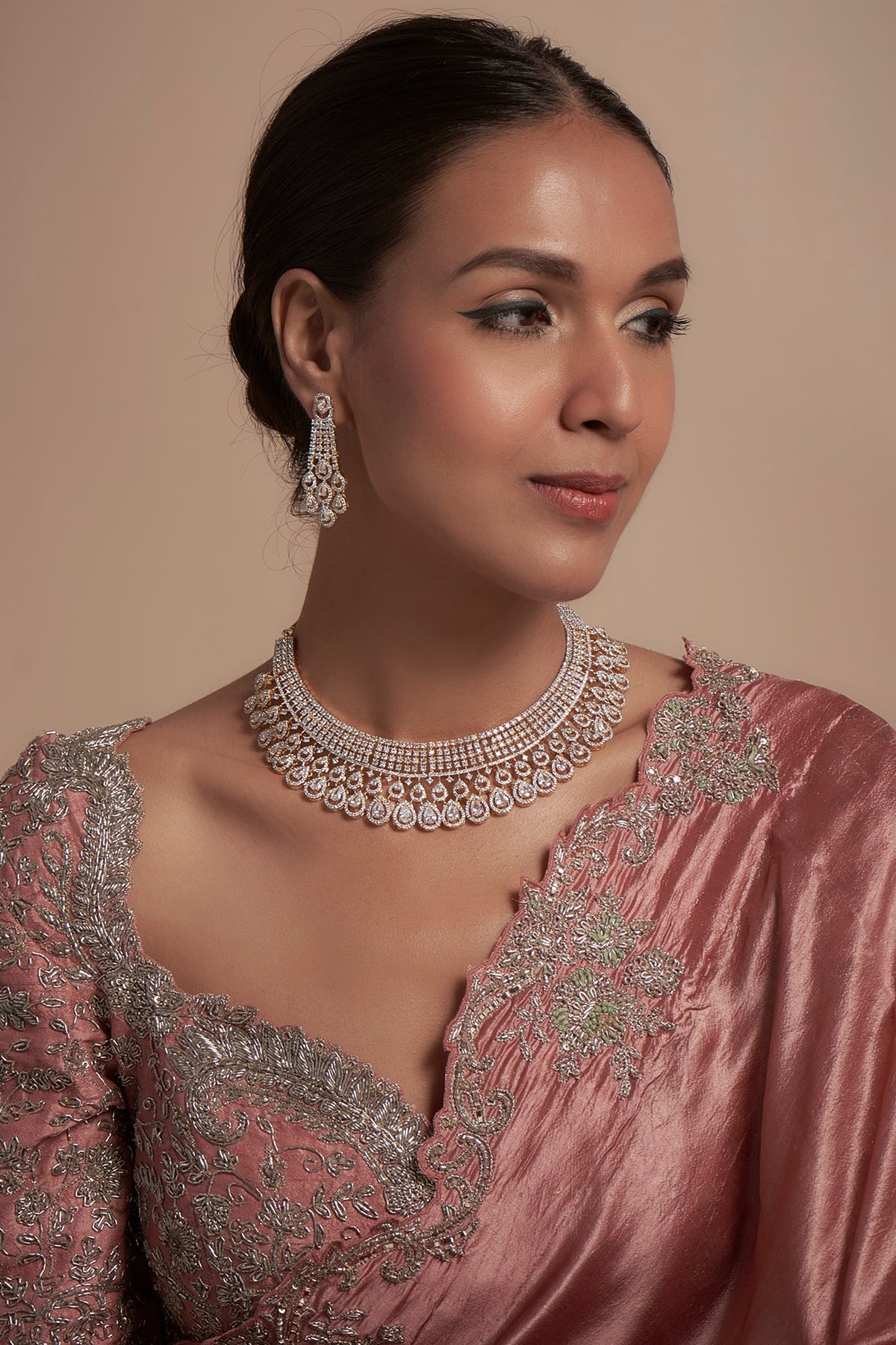 Gold Finish Zircon Necklace Set