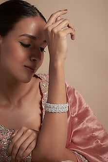 White Finish Zircon Bangles (Set of 2)