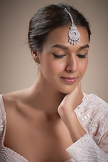 White Finish Zircon Maangtikka