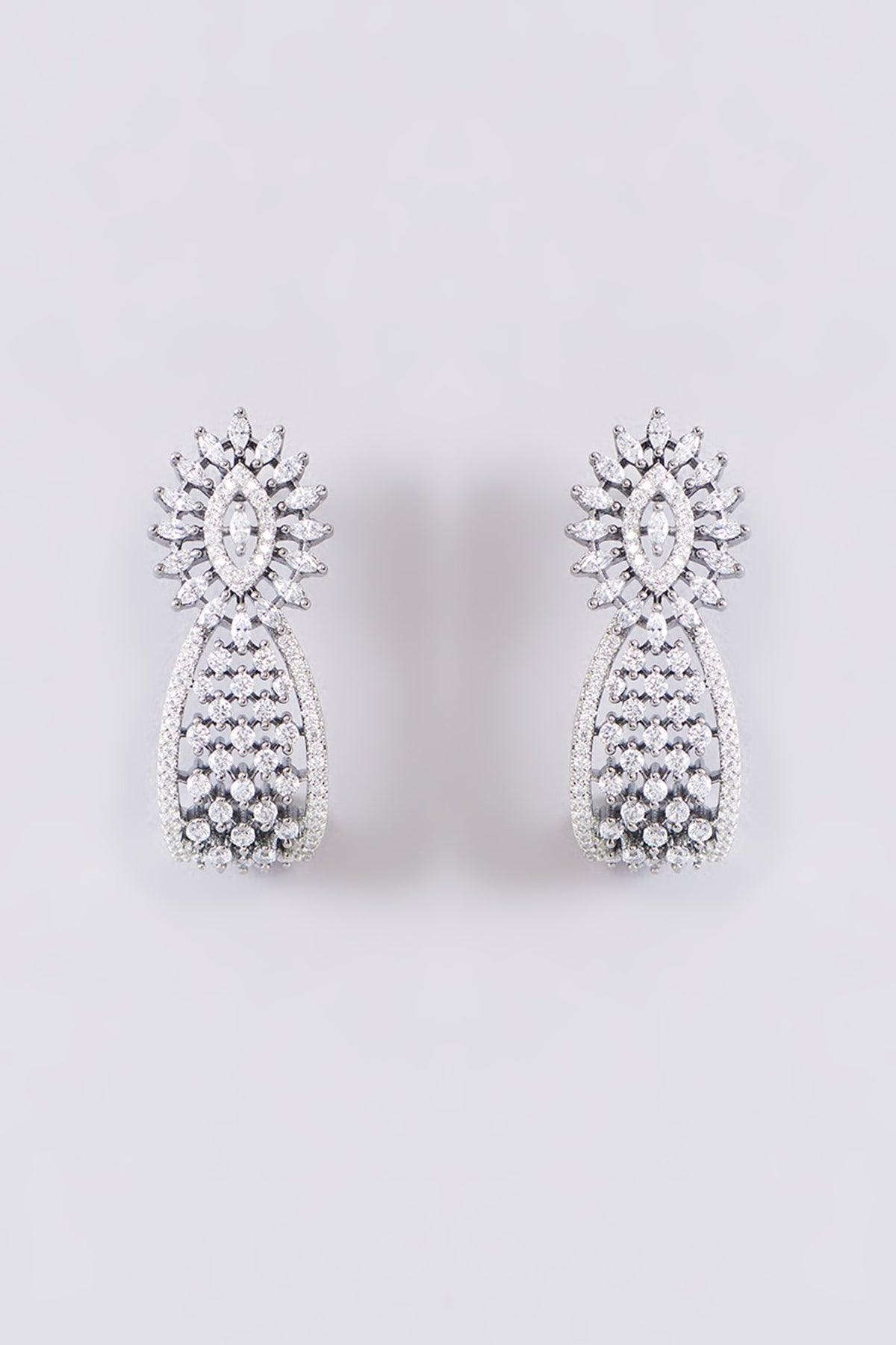 White Finish Zircon Dangler Earrings
