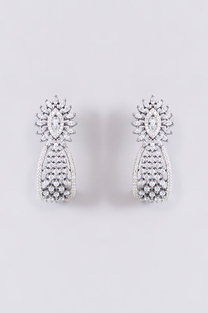 White Finish Zircon Dangler Earrings