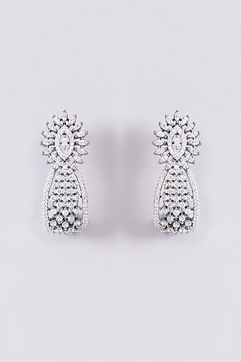 White Finish Zircon Dangler Earrings
