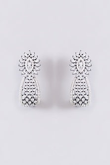 White Finish Zircon Dangler Earrings