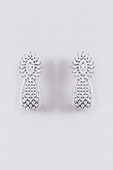 White Finish Zircon Dangler Earrings