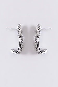 White Finish Zircon Dangler Earrings