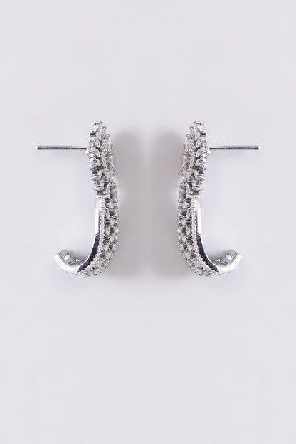 White Finish Zircon Dangler Earrings