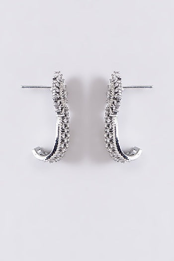 White Finish Zircon Dangler Earrings