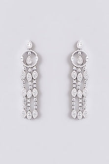 White Finish Zircon Dangler Earrings