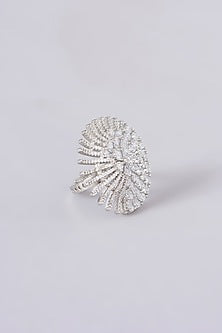 White Finish Zircon Ring