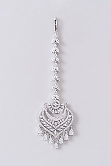 White Finish Zircon Maangtikka