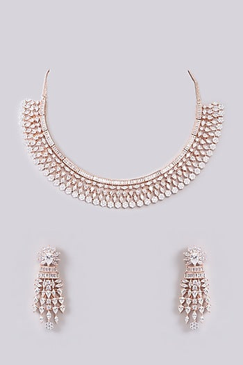 White Finish Zircon Necklace Set