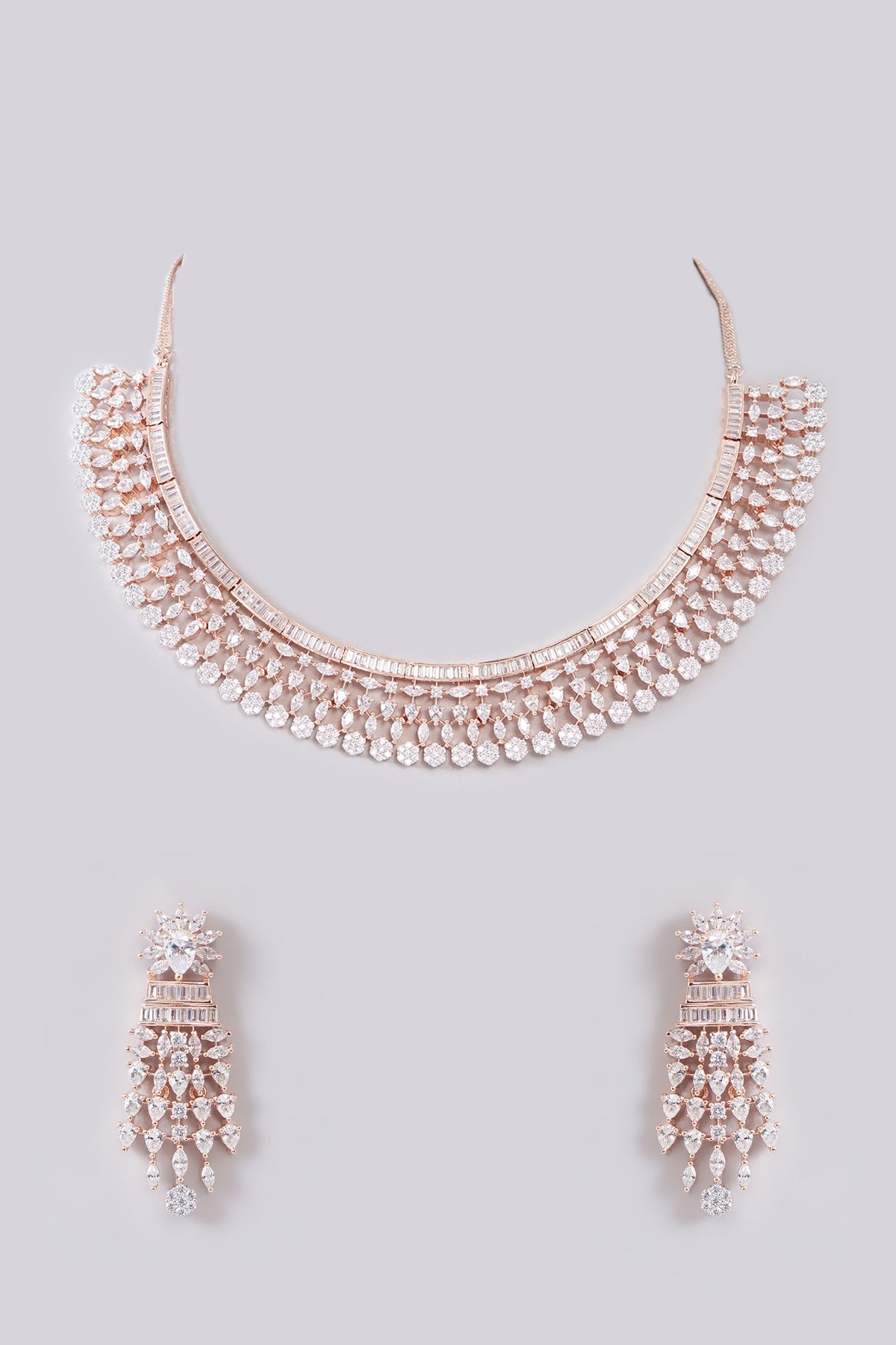 White Finish Zircon Necklace Set