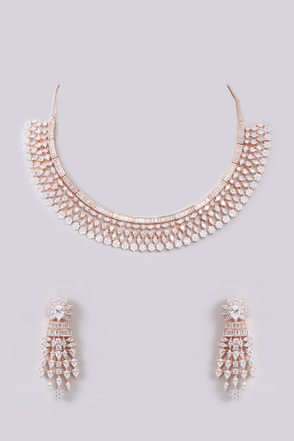 White Finish Zircon Necklace Set