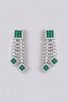 White Finish Zircon & Green Stone Necklace Set
