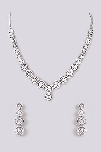 White Finish Zircon Necklace Set