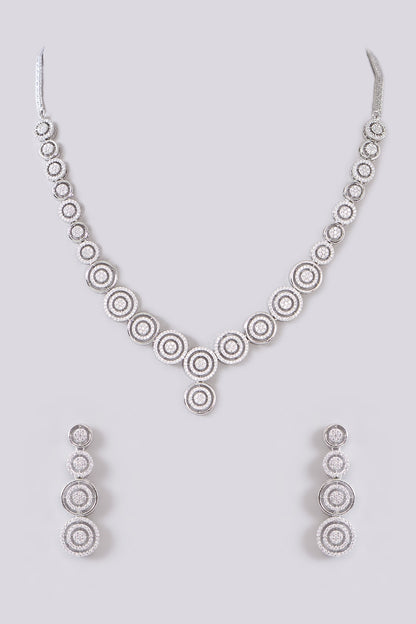 White Finish Zircon Necklace Set