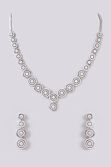 White Finish Zircon Necklace Set