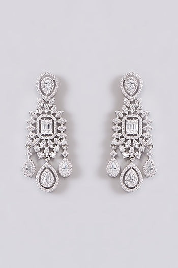 White Finish Zircon Layered Necklace Set