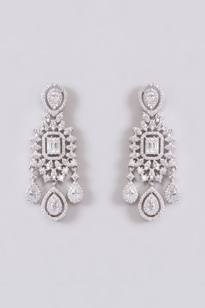 White Finish Zircon Layered Necklace Set
