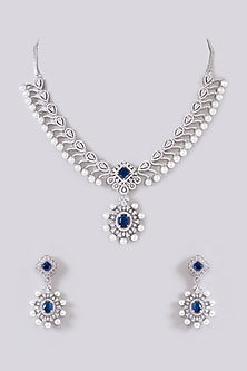 White Finish Zircon Necklace Set
