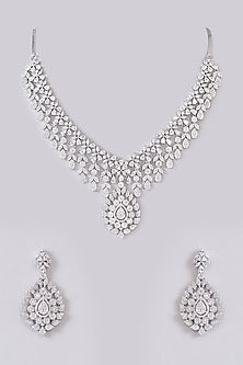 White Finish Zircon Necklace Set