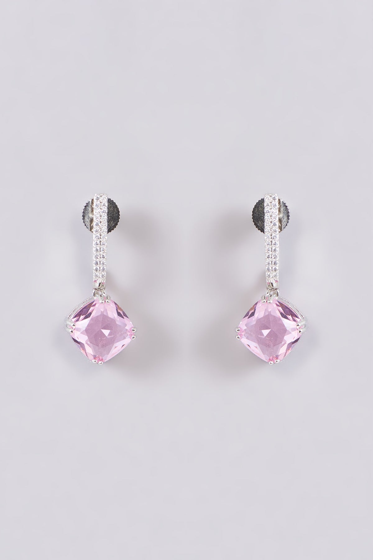 White Finish Zircon & Pink Stone Necklace Set