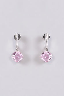 White Finish Zircon & Pink Stone Necklace Set
