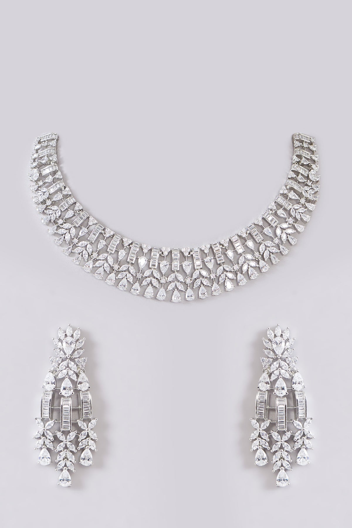 White Finish Zircon Necklace Set