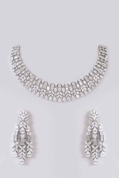 White Finish Zircon Necklace Set