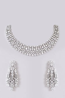 White Finish Zircon Necklace Set