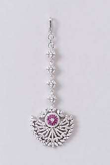 White Finish Zircon Maangtikka