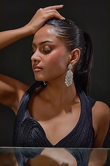 White Finish Zircon Dangler Earrings