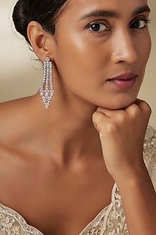White Finish Zircon Dangler Earrings