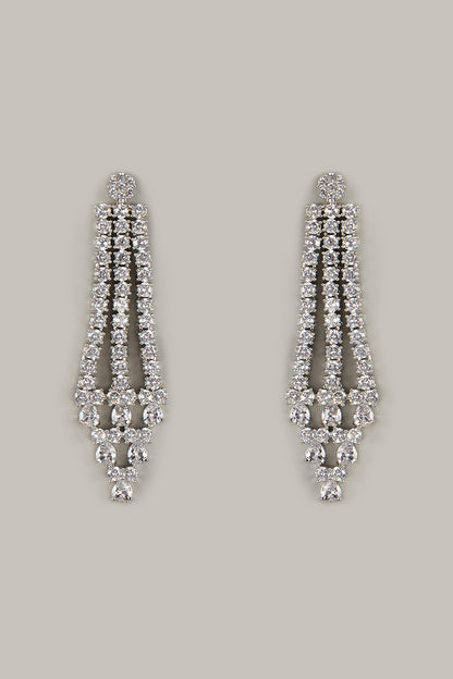 White Finish Zircon Dangler Earrings