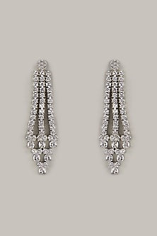 White Finish Zircon Dangler Earrings