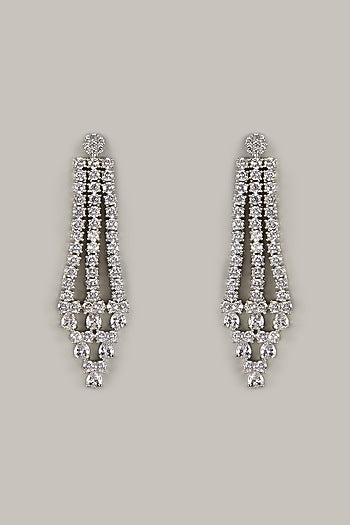 White Finish Zircon Dangler Earrings
