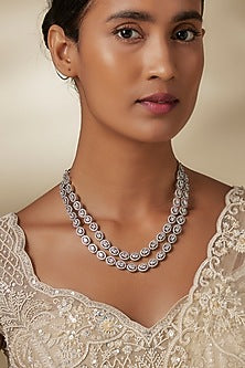 White Finish Zircon Layered Necklace