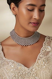 White Finish Zircon Choker Necklace