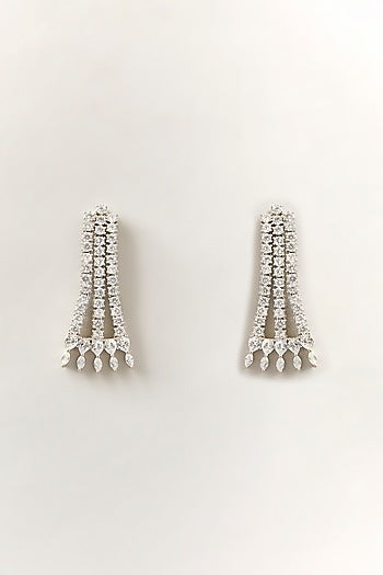White Finish Zircon Dangler Earrings