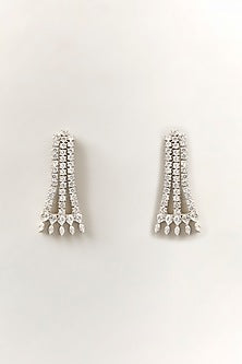 White Finish Zircon Dangler Earrings