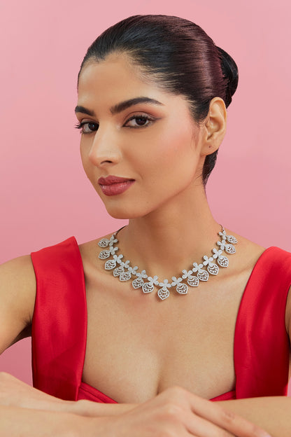 White Finish Zircon Necklace