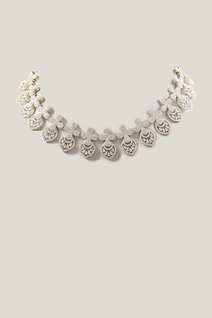 White Finish Zircon Necklace