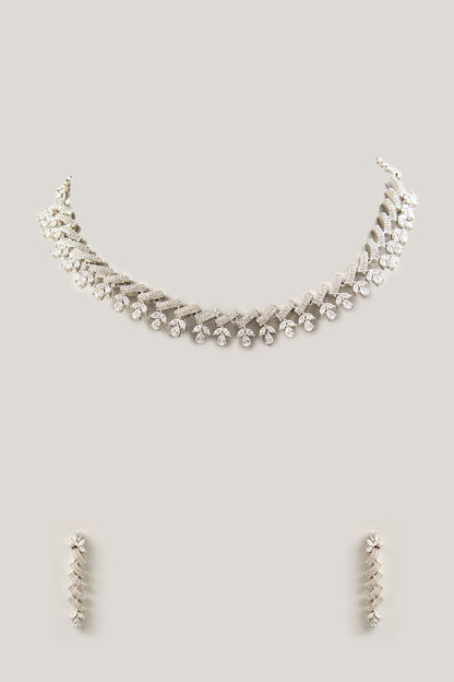 White Finish Zircon Necklace