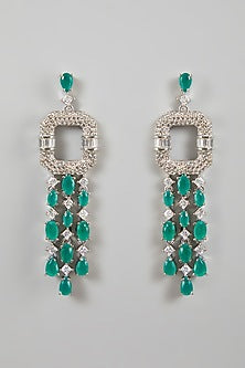 White Finish Diamond Earrings