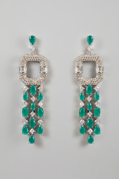 White Finish Diamond Earrings
