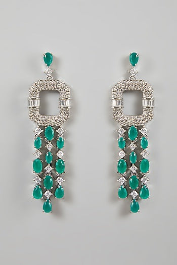 White Finish Diamond Earrings