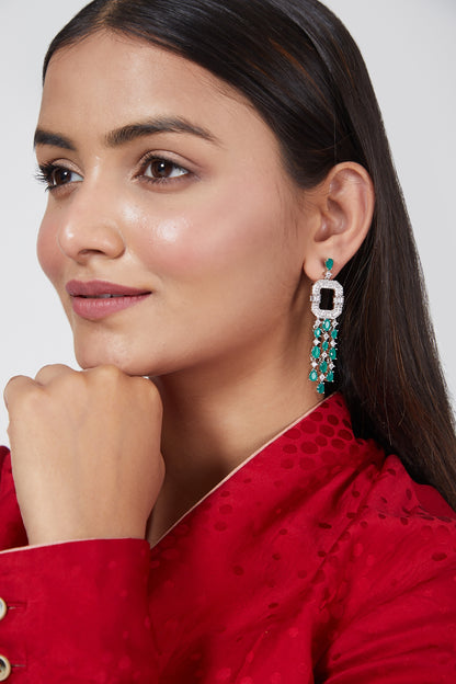 White Finish Diamond Earrings